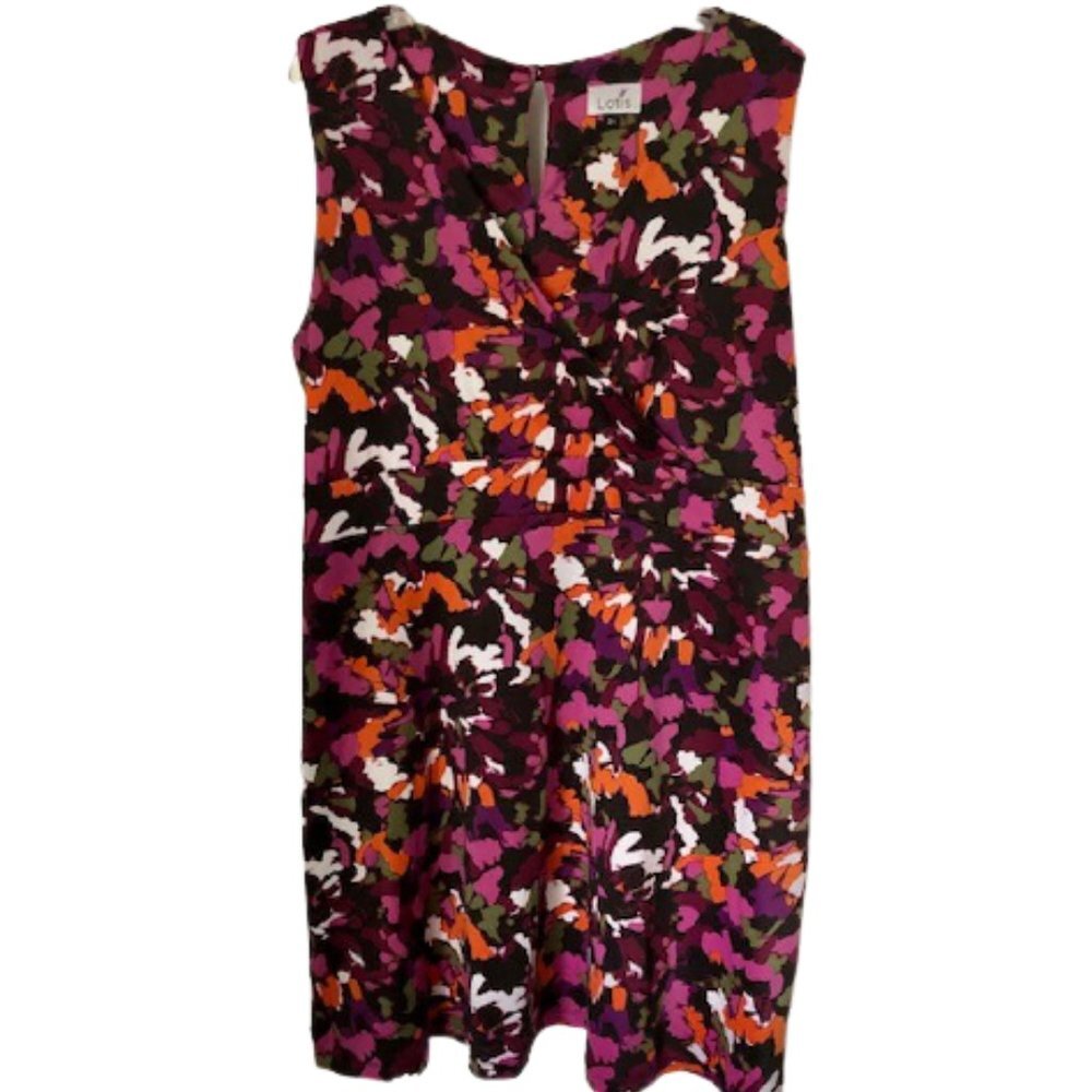 Lotis for Curvy Girls Colorful Faux Wrap Sheath Dress - 2X
